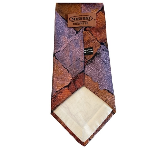 MISSONI Men's Tie 100% Silk Made in Italy Geometric Colorful All Over - Picture 2 of 6